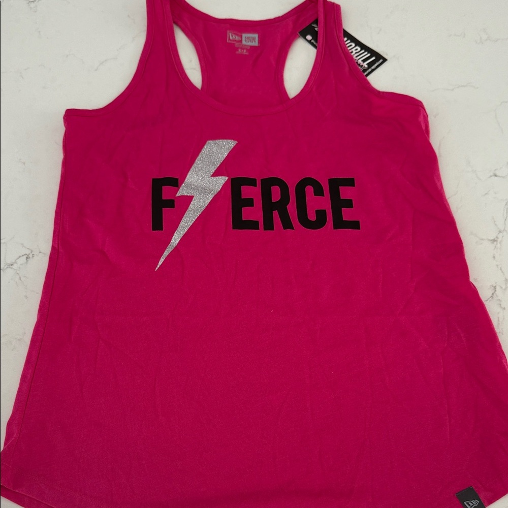 NOBULL Hot Pink Racerback Tank with Silver Lightning